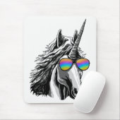 Cooler Unicorn mit Regenbogensonnenbrillen Mousepad (Mit Mouse)