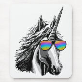 Cooler Unicorn mit Regenbogensonnenbrillen Mousepad (Vorne)