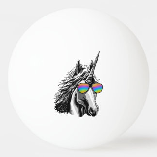 Cooler Unicorn mit Regenbogensonnenbrillen Tischtennisball
