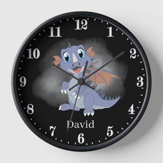 cooler unisex Dragon hinzufügen Namen Kinder Große Uhr (Vorderseite)