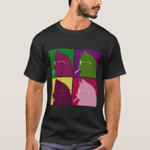 Cooler urbaner Pop Art Retro Stil Glätte Rauchkatz T-Shirt