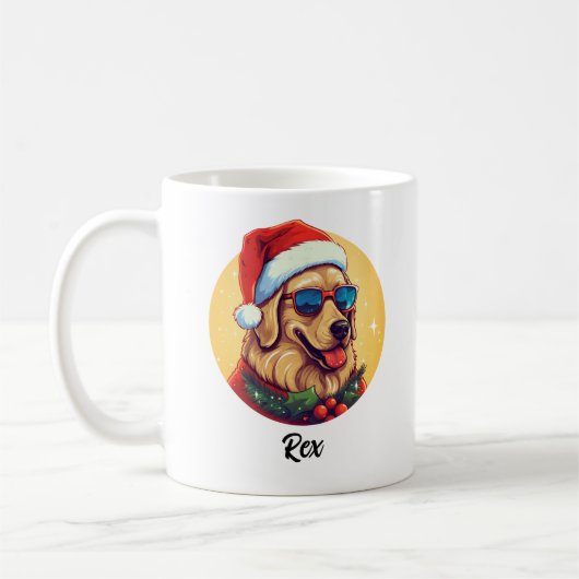 Cooler Urlaub Golden Retriever Weihnachtsmann Kaffeetasse (Links)