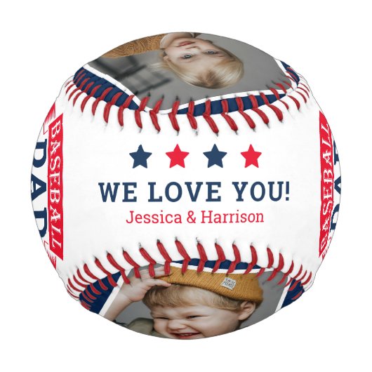 Cooler Vater 4 Foto Collage Vater Geschenk Baseball (Rückseite)