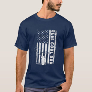 Cooler Vater Angeln Vater 4. Juli US-Flagge T-Shirt