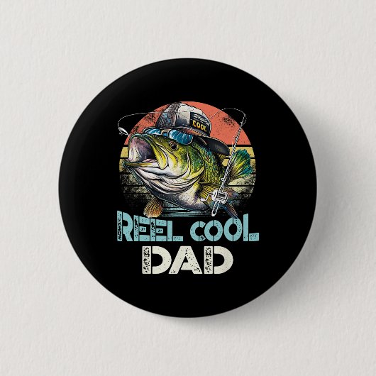 Cooler Vater Angeln Vintag Retro Vatertag Button (Vorderseite)