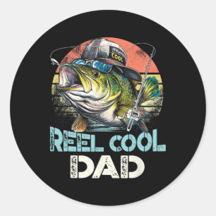 Cooler Vater Angeln Vintag Retro Vatertag Runder Aufkleber