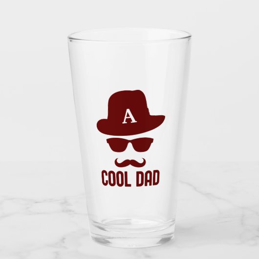 Cooler Vater Bester VATER je cooler Papa mit Monog Glas (Vorderseite)