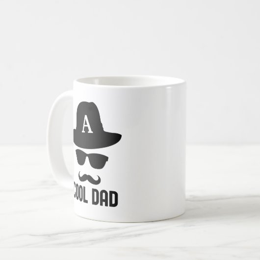 Cooler Vater Bester VATER je cooler Papa mit Monog Kaffeetasse (Vorderseite Links)