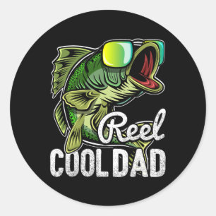Cooler Vater Fischen Sungles Funny Vatertag Gesche Runder Aufkleber