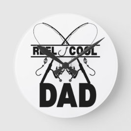 Cooler Vater Fischerei T-Shirt Runde Wanduhr