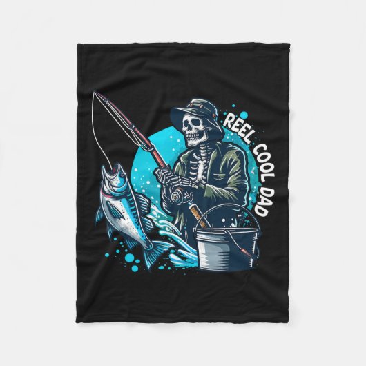 Cooler Vater Funny Skeleton Fishing Vater Vater's Fleecedecke (Vorderseite)