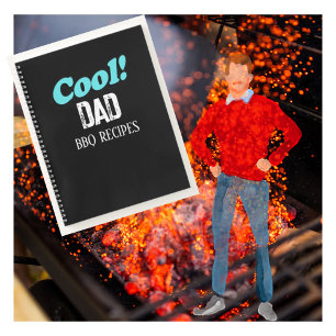 Cooler Vater GRILLEN Recipes Blue Retro Personalis Notizblock
