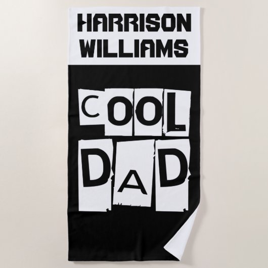 Cooler Vater Individuelle Name Moderne Schwarz-Wei Strandtuch (Vorderseite)