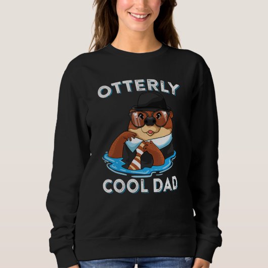 Cooler Vater Otter Mammal Pun Vatertag Sweatshirt (Vorderseite)
