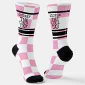 Cooler Vater Personalisiert Checkrosa Socken (Gewinkelt)