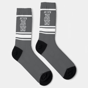 Cooler Vater Personalisiert grau gestreift Socken