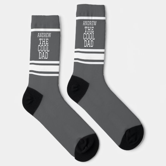 Cooler Vater Personalisiert grau gestreift Socken (Rechts)