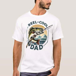 Cooler Vater T - Shirt Fische und Rodelrollen