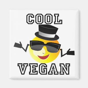 Cooler veganer Emoji quadratischer Magnet