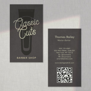 Cooler Vintage-Barber-Shop-QR-Code Visitenkarte