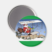 Cooler Vintage-Doppeldecker Weihnachtsmann Magnet (Vorderseite/Rückseite)