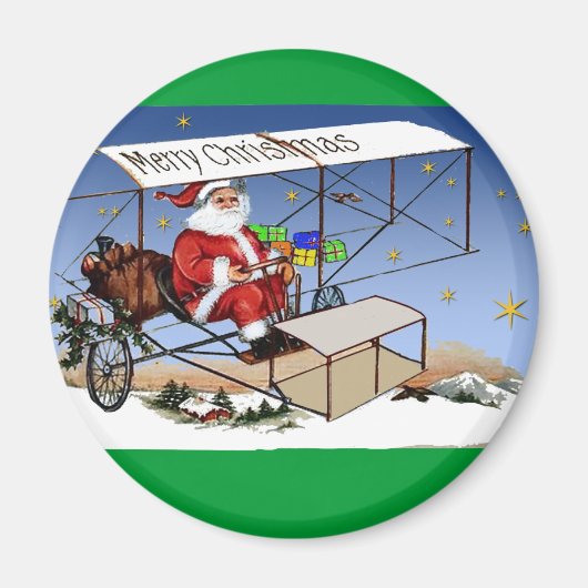 Cooler Vintage-Doppeldecker Weihnachtsmann Magnet (Vorne)