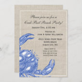 Cooler Vintager blaue Einladung (Vorne/Hinten)