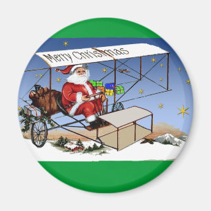 Cooler Vintager Doppeldecker Weihnachtsmann Magnet