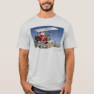 Cooler Vintager Doppeldecker Weihnachtsmann T-Shirt