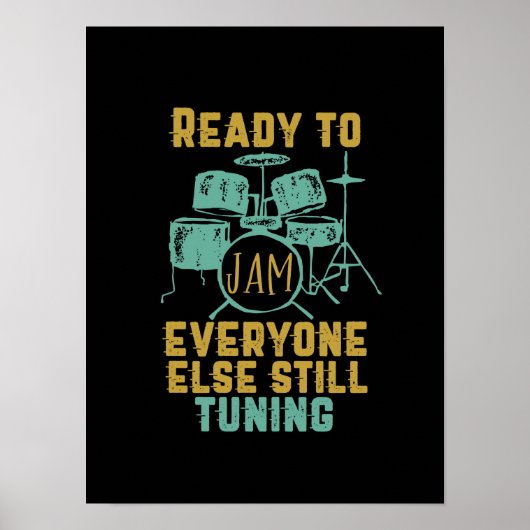 Cooler Vintager Drummer Drum Player für Jam Poster (Vorne)