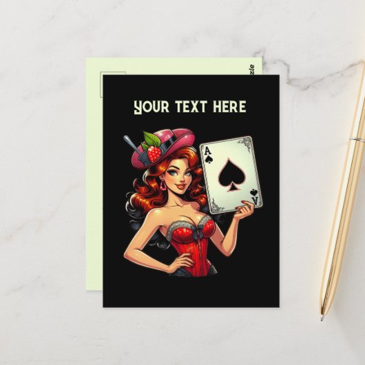 Cooler Vintager Poker Postkarte (Vorderseite/Rückseite Beispiel)