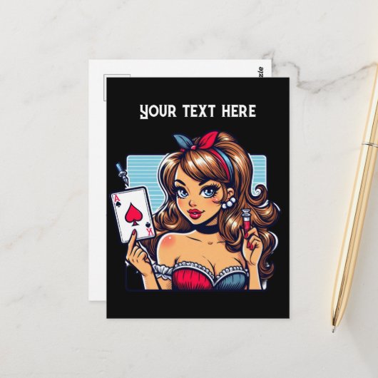 Cooler Vintager Poker Postkarte (Vorderseite/Rückseite Beispiel)