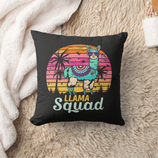 Cooler Vintager Retro Llama Squad Kissen (Decke)