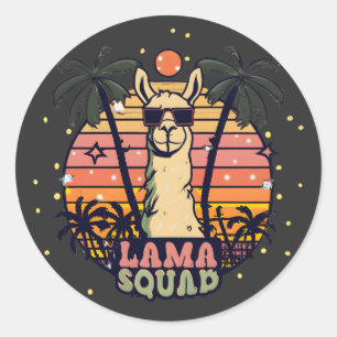 Cooler Vintager Retro Llama Squad Runder Aufkleber