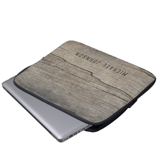 Cooler Vintager rustikaler Altholzname Laptopschutzhülle (Vorne Knopf)