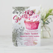 Cooler Vintager Wasserfarben-Cupcake Einladung (Stehend Vorderseite)