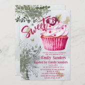 Cooler Vintager Wasserfarben-Cupcake Einladung (Vorne/Hinten)