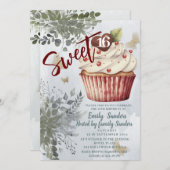 Cooler Vintager Wasserfarben-Cupcake Einladung (Vorne/Hinten)