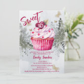 Cooler Vintager Wasserfarben-Cupcake Einladung (Stehend Vorderseite)