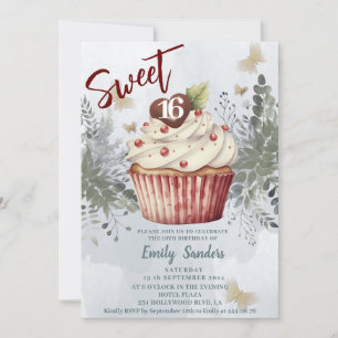 Cooler Vintager Wasserfarben-Cupcake Einladung