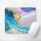 Cooler Violet-Blue-Gold-Marmor Mousepad (Mit Mouse)