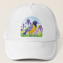 Cooler Vogel mit Iris-Blume Graphic