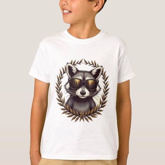 Cooler Waldraccoon in Sonnenbrille Kunstwerk T-Shirt (Vorderseite)