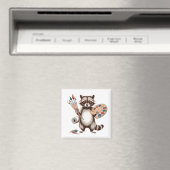 Cooler Waschbär-Maler-Illustration Magnet (In Situ (Geschirrspüler))