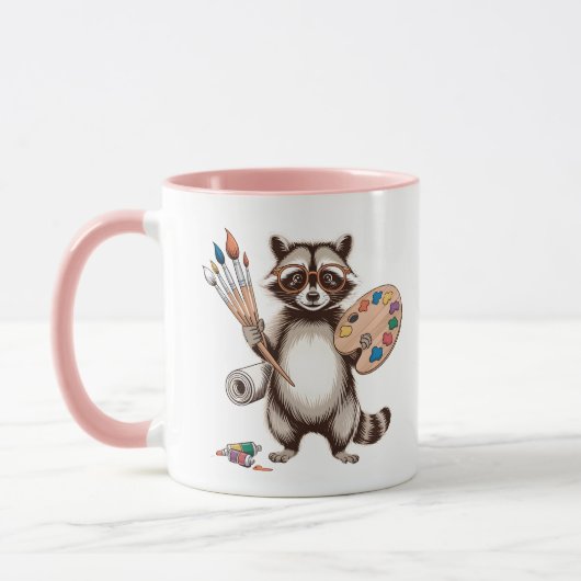 Cooler Waschbär-Maler-Illustration Tasse (Links)