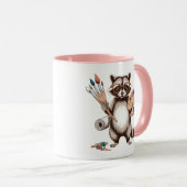 Cooler Waschbär-Maler-Illustration Tasse (VorderseiteRechts)