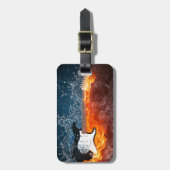 Cooler Wasser-und Feuer-Gitarren-Entwurf Gepäckanhänger (Vorderseite vertikal)