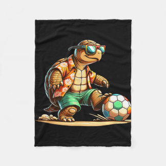 Cooler Wasserschildkröte-Fußballspieler mit Sonnen Fleecedecke