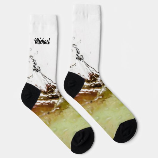 Cooler Wassertropfen auf Apfelfrucht Ihr Name Socken (Rechts)