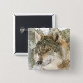 Cooler Watercolor Wolf Button Button (Vorne & Hinten)